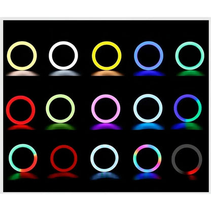 Aro de Luz LED RGB para Selfies, TikTok, Maquillaje y Videos con Trípode Ajustable y Soporte para Celular