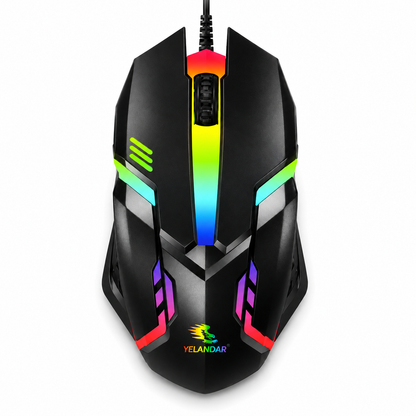 Mouse Gamer YELANDAR M20 RGB 3000 DPI Ergonómico USB de Alta Precisión - de cable.