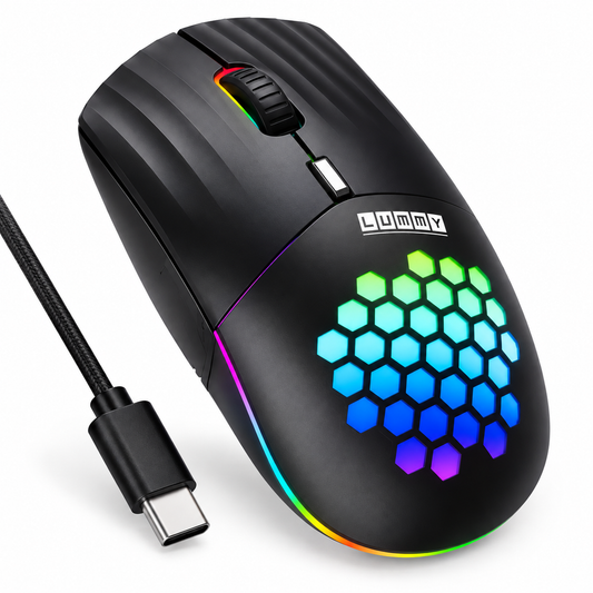 Mouse Gamer Lummy Puerto USB-C con Cable Ajustable 1600 DPI.
