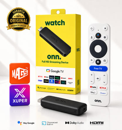 Watch Onn ORIGINAL Full HD Google TV compatible con Magis TV y Control por Voz