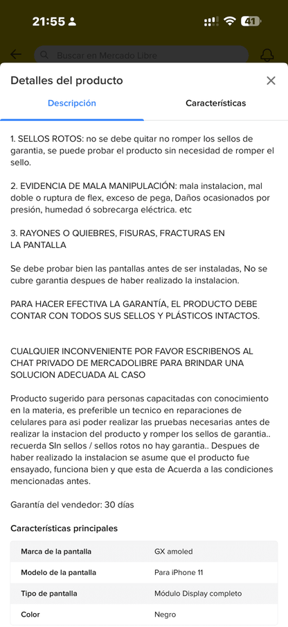 Pantalla Completa para iPhone 11 Amoled GX con Imagen Superior Premium - Tecnomundointl