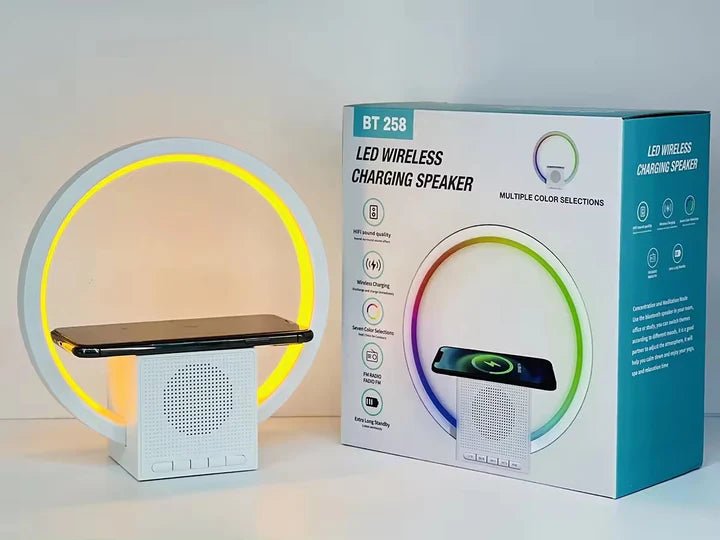 Parlante Altavoz Bluetooth LED con Carga Inalámbrica y Sonido HiFi - Tecnomundointl