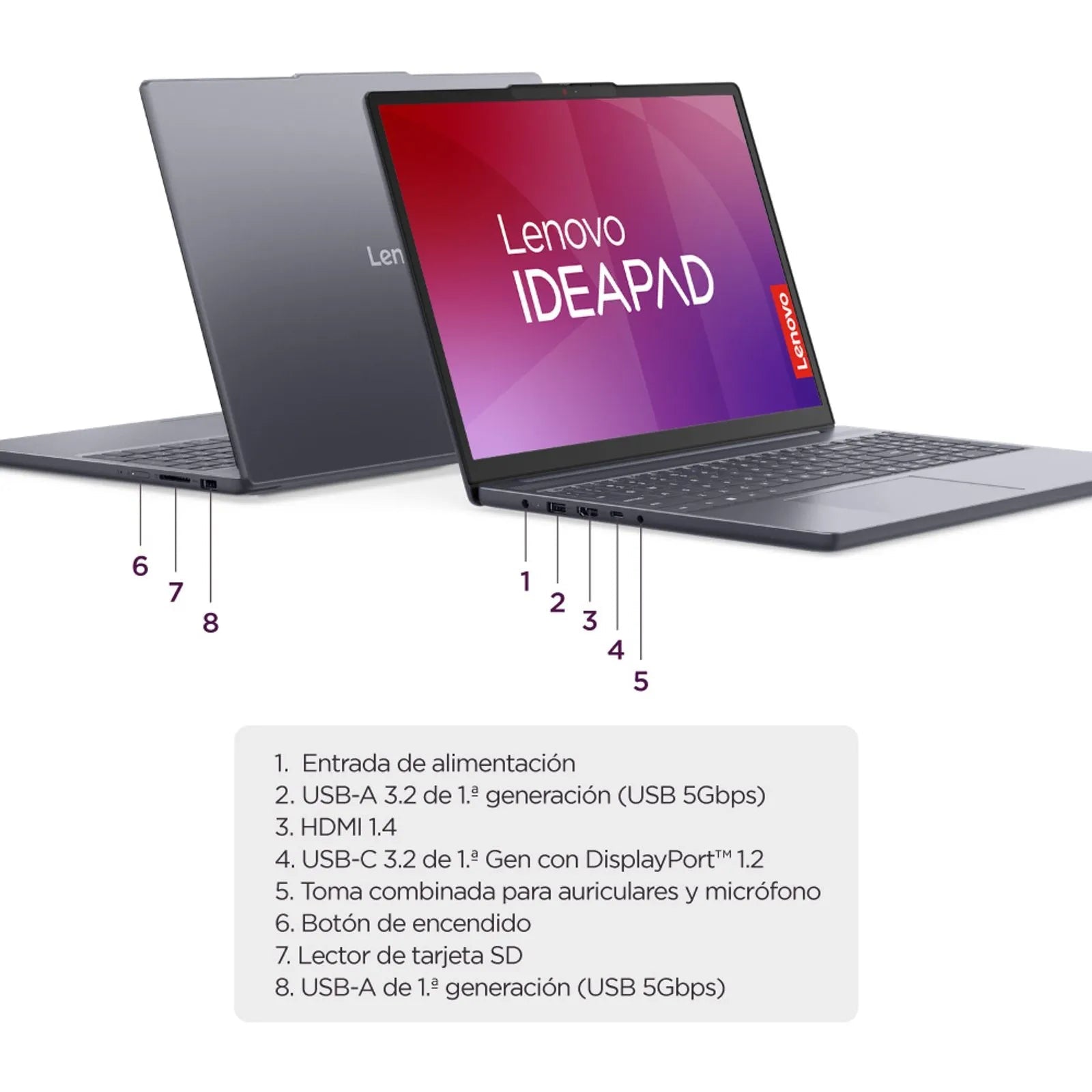 Portatil Lenovo IdeaPad Slim 3 - 24GB RAM - intel i5 - 13420H 2.1Ghz 512GB SSD teclado Numerico web Cam. - Tecnomundointl