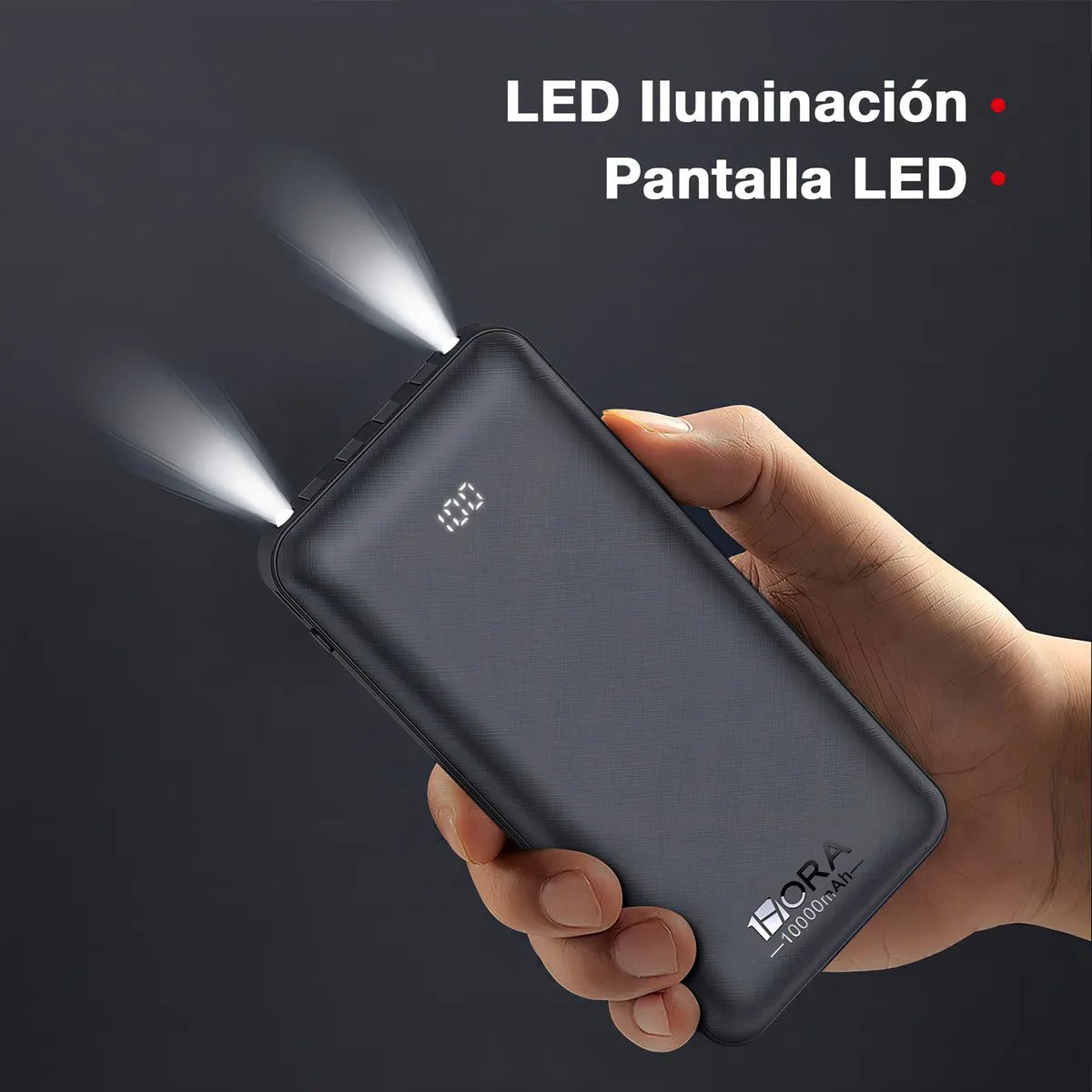 Power Bank 10000mAh con Cables Integrados y Linterna LED 1 Hora - contraenrega - Tecnomundointl