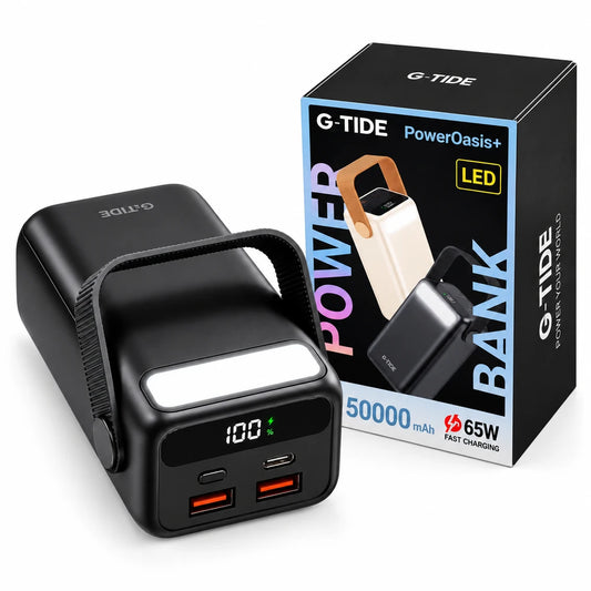 Cargador portatil Power Bank G-Tide 50000mAh 65W Carga Rápida Portátil - 10 Cargas o mas ideal finca y viajes.
