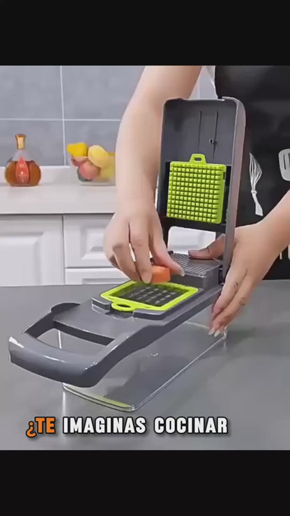 Picador Multiusos 10 en 1 con Cuchillas Intercambiables y Recipiente