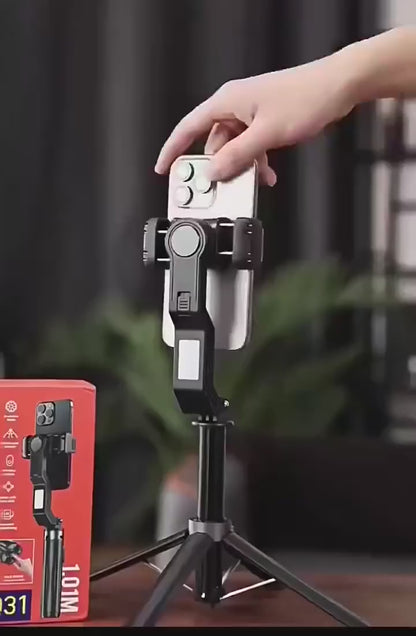 Estabilizador para Celular Q31 con Trípode, Luz LED y Control Remoto