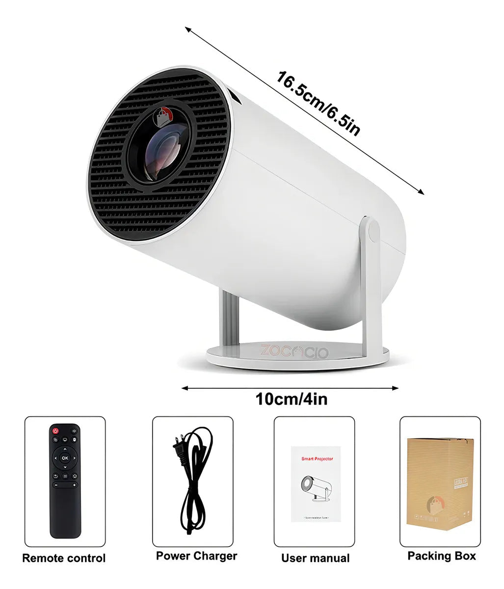 Proyector Smart Android 11 WiFi6 Bluetooth 5.0 Compatible 4K Cine en Casa Portátil - Tecnomundointl