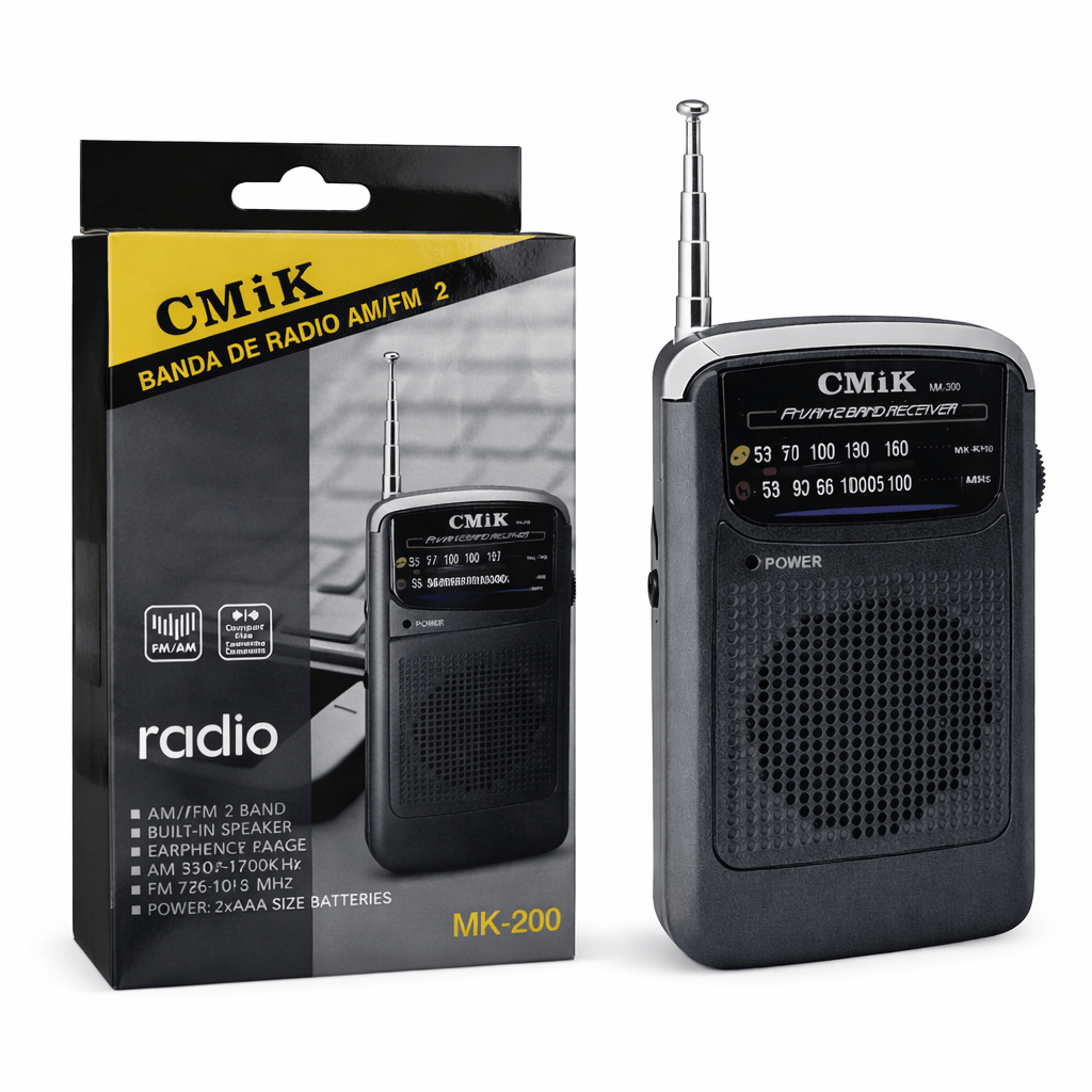 Radio Portátil AM FM CMiK MK - 200 Compacto con Altavoz - Tecnomundointl