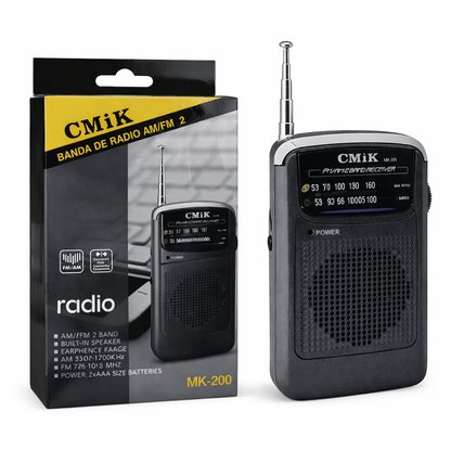 Radio Portátil AM FM CMiK MK - 200 Compacto con Altavoz - Tecnomundointl