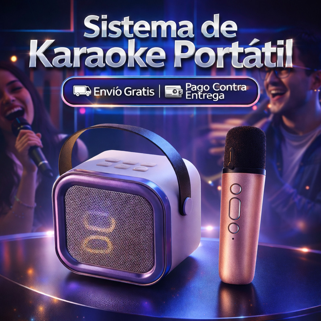 Sistema de Karaoke Portátil Bluetooth con Micrófonos Inalámbricos - Tecnomundointl