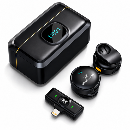 Micrófono solapa Inalámbrico Doble Profesional para iPhone, Android y Samsung con Reducción de Ruido