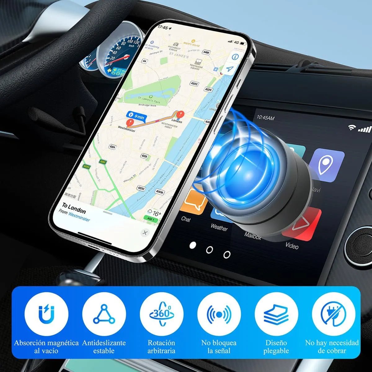 Soporte Plegable para Celular en Auto con Succión Ultra Firme - Tecnomundointl