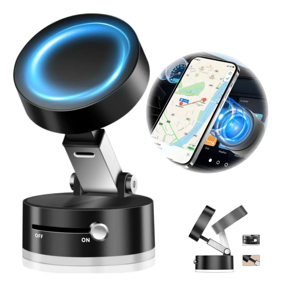 Soporte Plegable para Celular en Auto con Succión Ultra Firme - Tecnomundointl