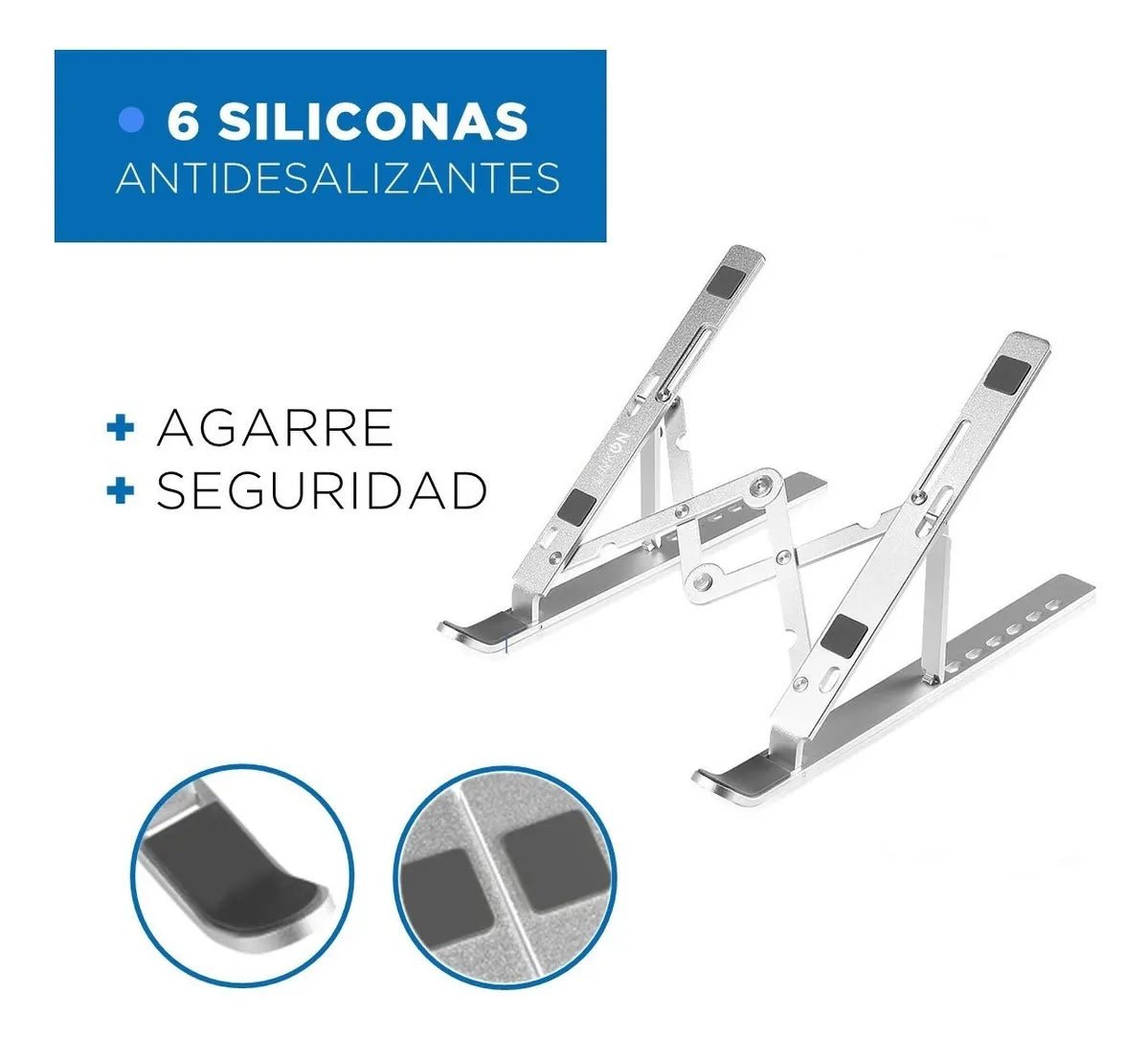 Soporte Plegable y Ajustable en Aluminio para Laptop 10” a 16” - Tecnomundointl