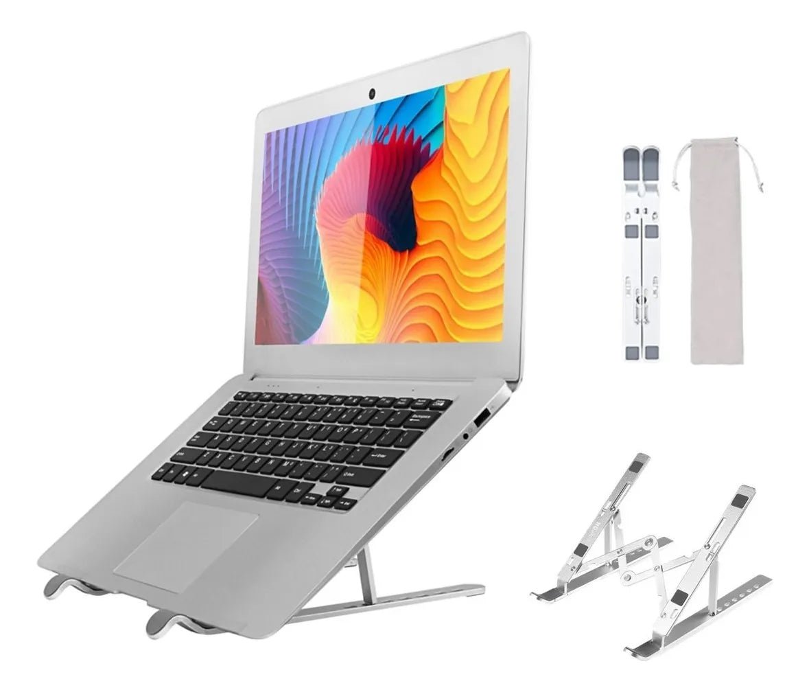 Soporte Plegable y Ajustable en Aluminio para Laptop 10” a 16” - Tecnomundointl