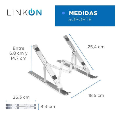 Soporte Plegable y Ajustable en Aluminio para Laptop 10” a 16” - Tecnomundointl
