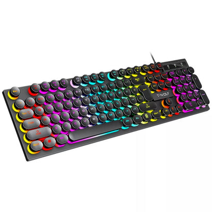 Combo Gamer T-WOLF TF270 RGB | Teclado Retro + Mouse Preciso.