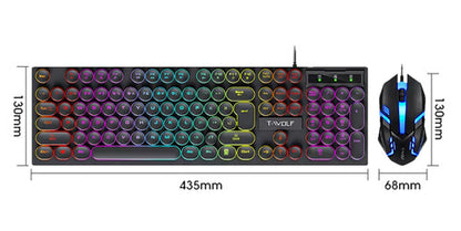 Combo Gamer T-WOLF TF270 RGB | Teclado Retro + Mouse Preciso.