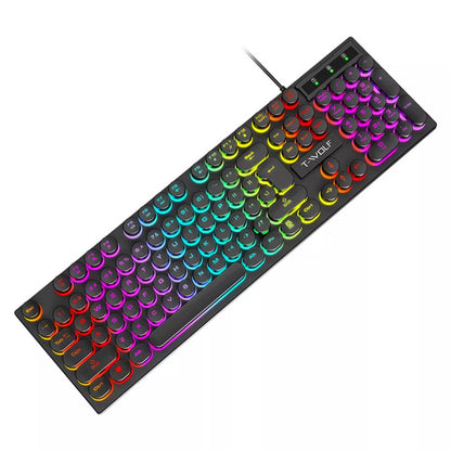 Combo Gamer T-WOLF TF270 RGB | Teclado Retro + Mouse Preciso.