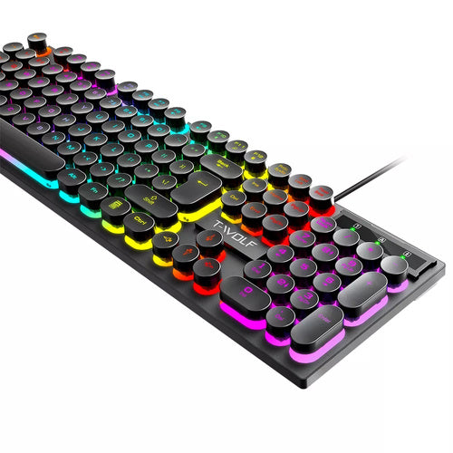 Combo Gamer T-WOLF TF270 RGB | Teclado Retro + Mouse Preciso.