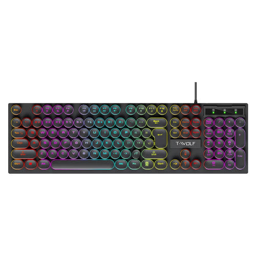 Combo Gamer T-WOLF TF270 RGB | Teclado Retro + Mouse Preciso.