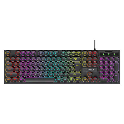 Combo Gamer T-WOLF TF270 RGB | Teclado Retro + Mouse Preciso.