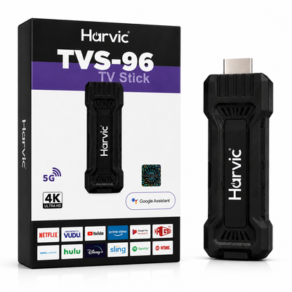 Harvic TVS-96 TV Stick 4K Ultra HD Android TV con Chromecast, Wi-Fi y Control Remoto.
