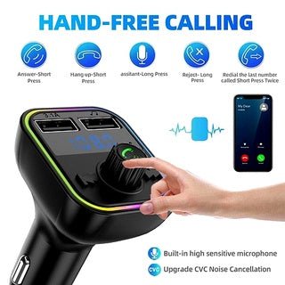 Transmisor FM Bluetooth para Carro con USB y Manos Libres llamadas - Tecnomundointl
