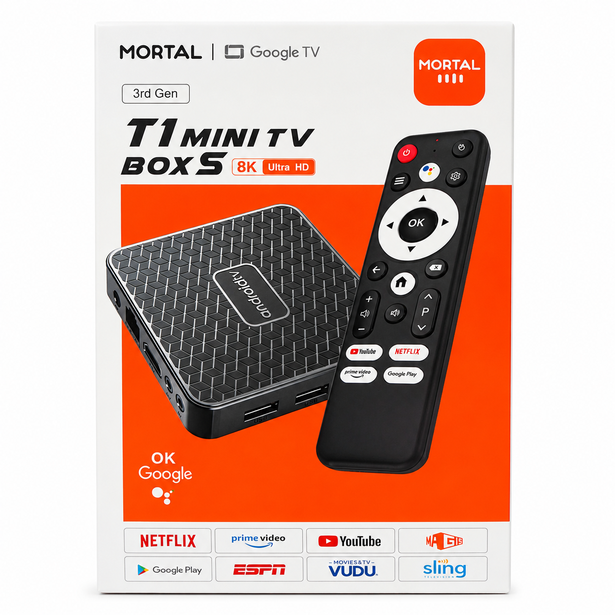 TV Box Mortal T1 3ra Generación  estilo Watch onn 2GB RAM 16GB 8K Ultra HD 8K