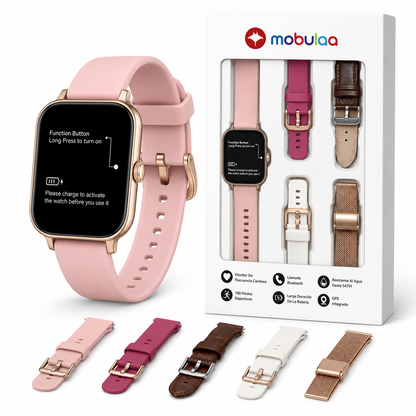 Smartwatch Mobulaa Explorer Mini con Llamadas Bluetooth, GPS Integrado, 5 Correas Intercambiables y Resistencia al Agua 5ATM